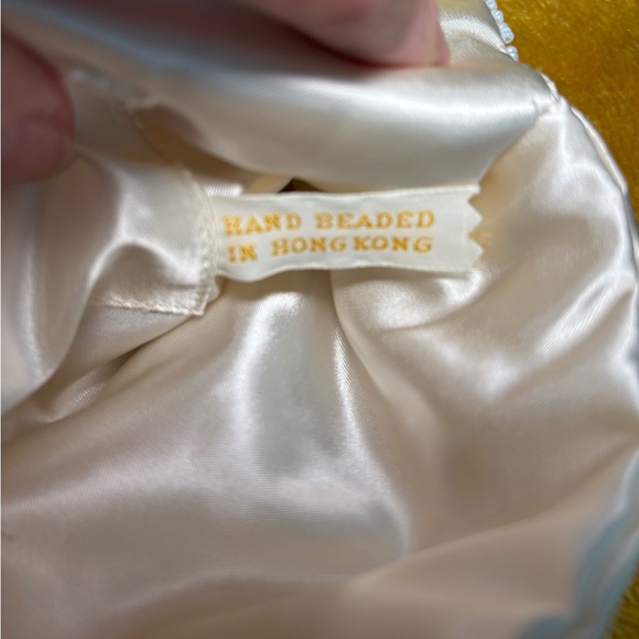 True Vintage Ladies Cream Iridescent Clutch with Shimmery Finish Sequins & Beads - Picture 6 of 6